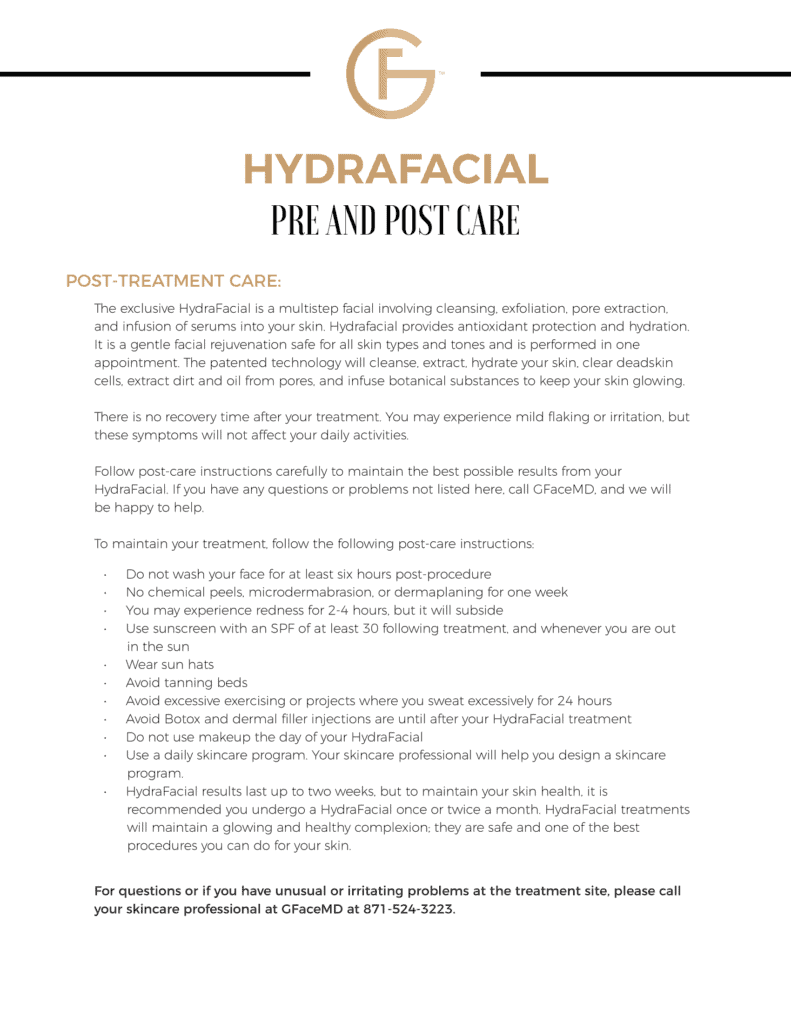 Post Care - G Face MD at Wellesley, MA