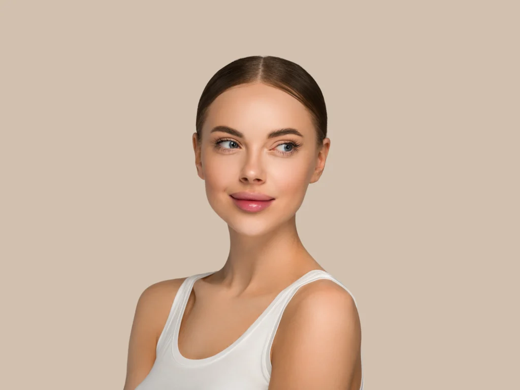 Regenerative Aesthetics: Exploring PRF & EZ Gel 1 Woman with glowing skin representing PRF and EZ Gel treatments